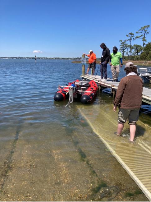 ECE Students working on boat 