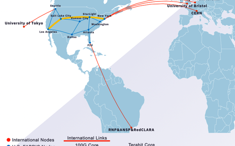 FABRIC will connect U.S. universities and labs to collaborators across the globe in Europe, Central America and Japan. Map provided by FABRIC.